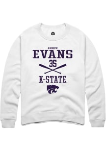 Andrew Evans Rally Mens White K-State Wildcats NIL Sport Icon Crew Sweatshirt