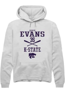 Andrew Evans Rally Mens White K-State Wildcats NIL Sport Icon Hooded Sweatshirt