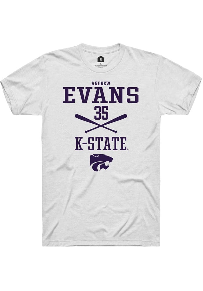 Andrew Evans K-State Wildcats White Rally NIL Sport Icon Short Sleeve T Shirt