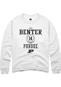 Jack Benter  Rally Purdue Boilermakers Mens White NIL Sport Icon Long Sleeve Crew Sweatshirt