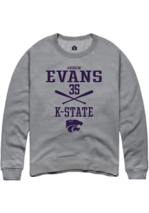 Andrew Evans Rally Mens Graphite K-State Wildcats NIL Sport Icon Crew Sweatshirt