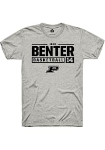Jack Benter  Purdue Boilermakers Ash Rally NIL Stacked Box Short Sleeve T Shirt