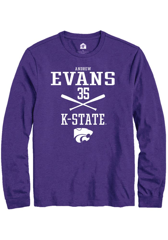 Andrew Evans K-State Wildcats Purple Rally NIL Sport Icon Long Sleeve T Shirt