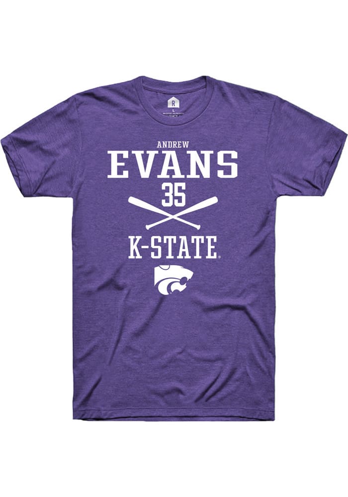 Andrew Evans K-State Wildcats Purple Rally NIL Sport Icon Short Sleeve T Shirt