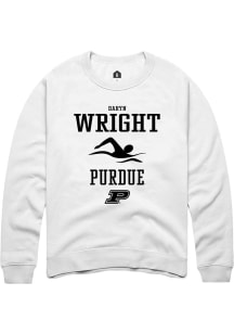 Daryn Wright Rally Mens White Purdue Boilermakers NIL Sport Icon Crew Sweatshirt