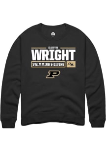 Daryn Wright Rally Mens Black Purdue Boilermakers NIL Stacked Box Crew Sweatshirt