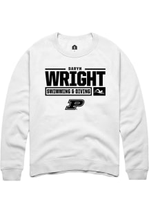 Daryn Wright Rally Mens White Purdue Boilermakers NIL Stacked Box Crew Sweatshirt
