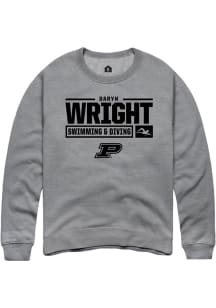 Daryn Wright Rally Mens Graphite Purdue Boilermakers NIL Stacked Box Crew Sweatshirt