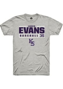 Andrew Evans Ash K-State Wildcats NIL Stacked Box Short Sleeve T Shirt