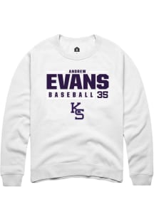 Andrew Evans Rally Mens White K-State Wildcats NIL Stacked Box Crew Sweatshirt