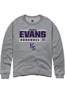 Andrew Evans Rally Mens Graphite K-State Wildcats NIL Stacked Box Crew Sweatshirt