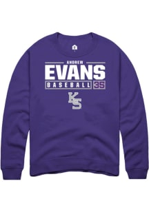 Andrew Evans Rally Mens Purple K-State Wildcats NIL Stacked Box Crew Sweatshirt