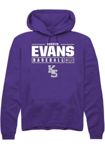 Andrew Evans Rally Mens Purple K-State Wildcats NIL Stacked Box Hooded Sweatshirt