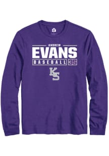 Andrew Evans Rally Mens Purple K-State Wildcats NIL Stacked Box Tee