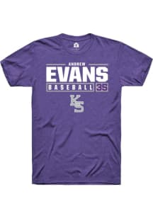 Andrew Evans Purple K-State Wildcats NIL Stacked Box Short Sleeve T Shirt