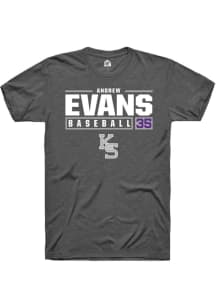 Andrew Evans Dark Grey K-State Wildcats NIL Stacked Box Short Sleeve T Shirt