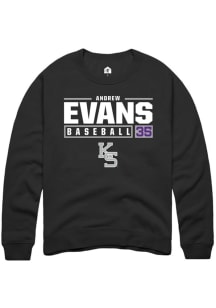 Andrew Evans Rally Mens Black K-State Wildcats NIL Stacked Box Crew Sweatshirt