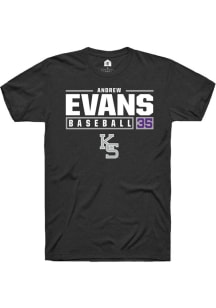 Andrew Evans Black K-State Wildcats NIL Stacked Box Short Sleeve T Shirt