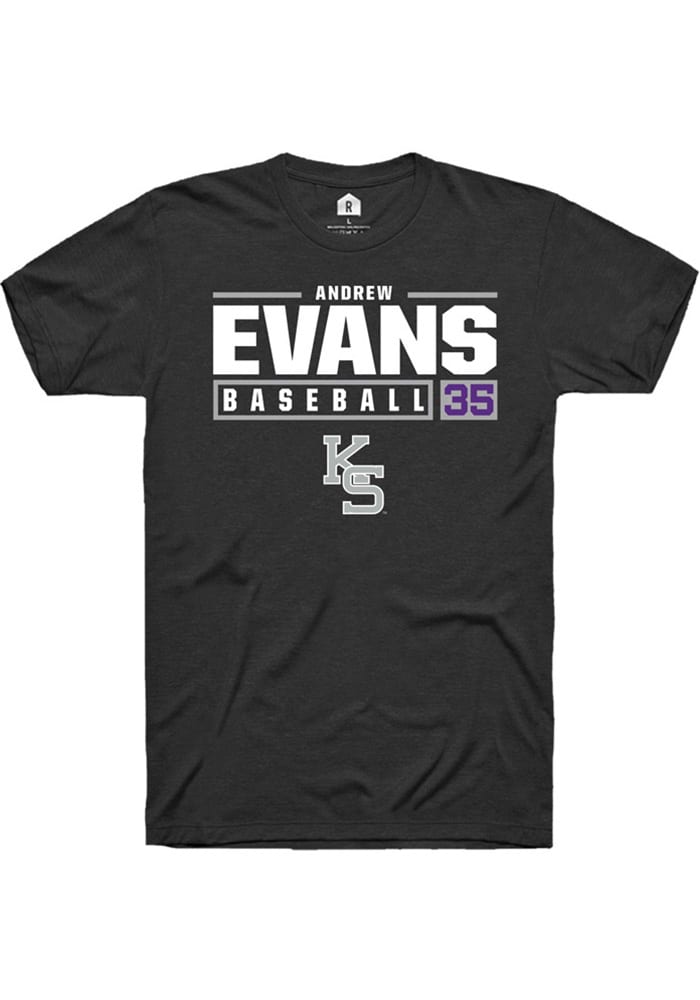 Andrew Evans K-State Wildcats Black Rally NIL Stacked Box Short Sleeve T Shirt