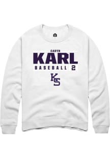 Cadyn Karl Rally Mens White K-State Wildcats NIL Stacked Box Crew Sweatshirt