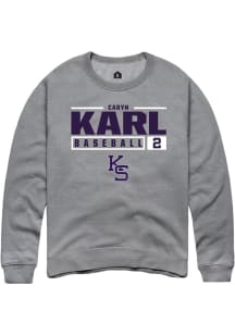 Cadyn Karl Rally Mens Graphite K-State Wildcats NIL Stacked Box Crew Sweatshirt