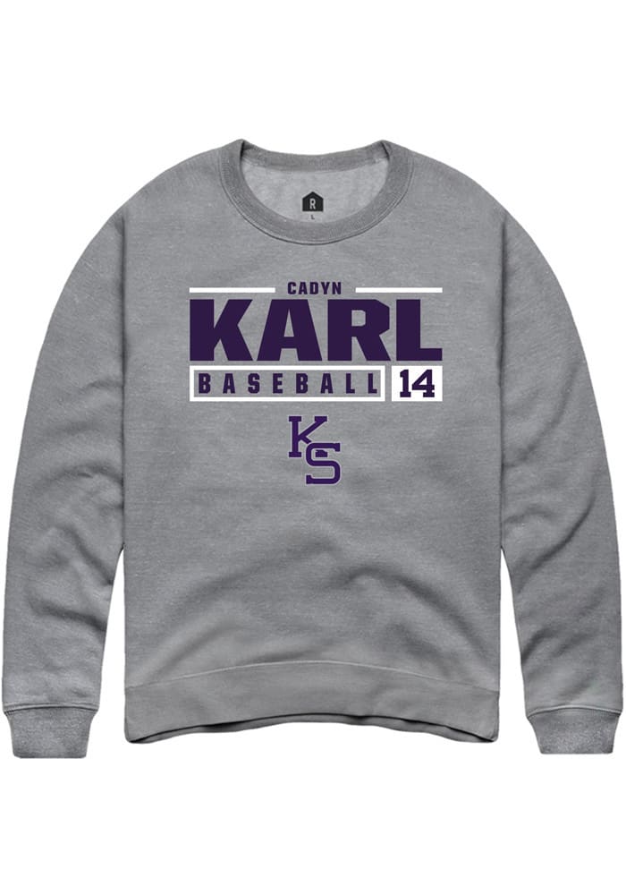 Cadyn Karl Rally K-State Wildcats Mens Grey NIL Stacked Box Long Sleeve Crew Sweatshirt