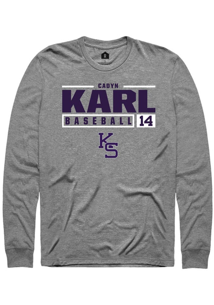 Cadyn Karl K-State Wildcats Grey Rally NIL Stacked Box Long Sleeve T Shirt