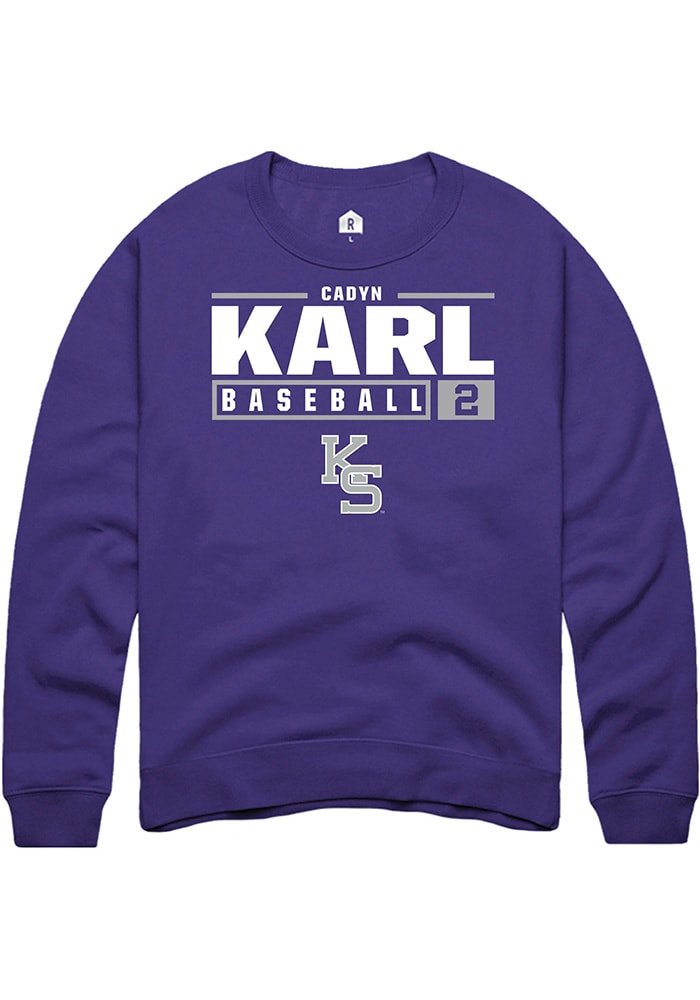 Cadyn Karl Rally K-State Wildcats Mens Purple NIL Stacked Box Long Sleeve Crew Sweatshirt