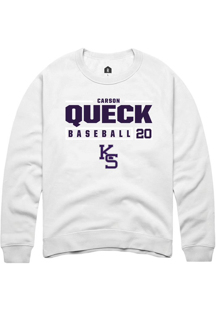 Carson Queck Rally K-State Wildcats Mens White NIL Stacked Box Long Sleeve Crew Sweatshirt