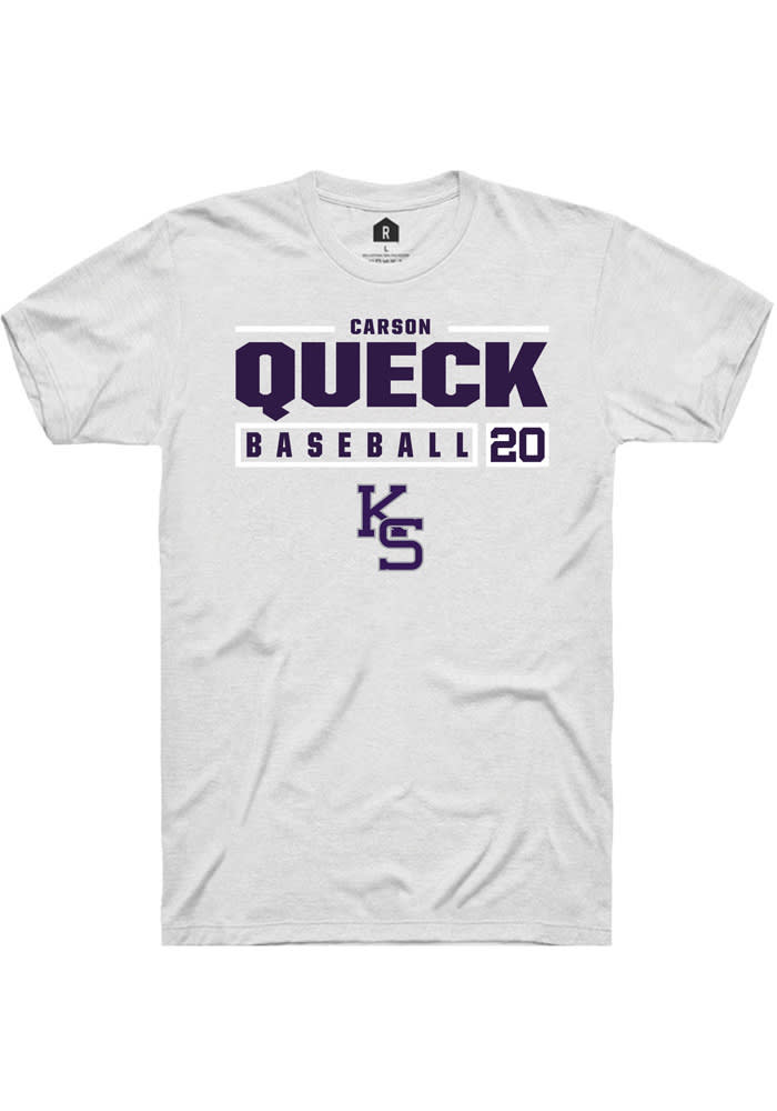 Carson Queck K-State Wildcats White Rally NIL Stacked Box Short Sleeve T Shirt
