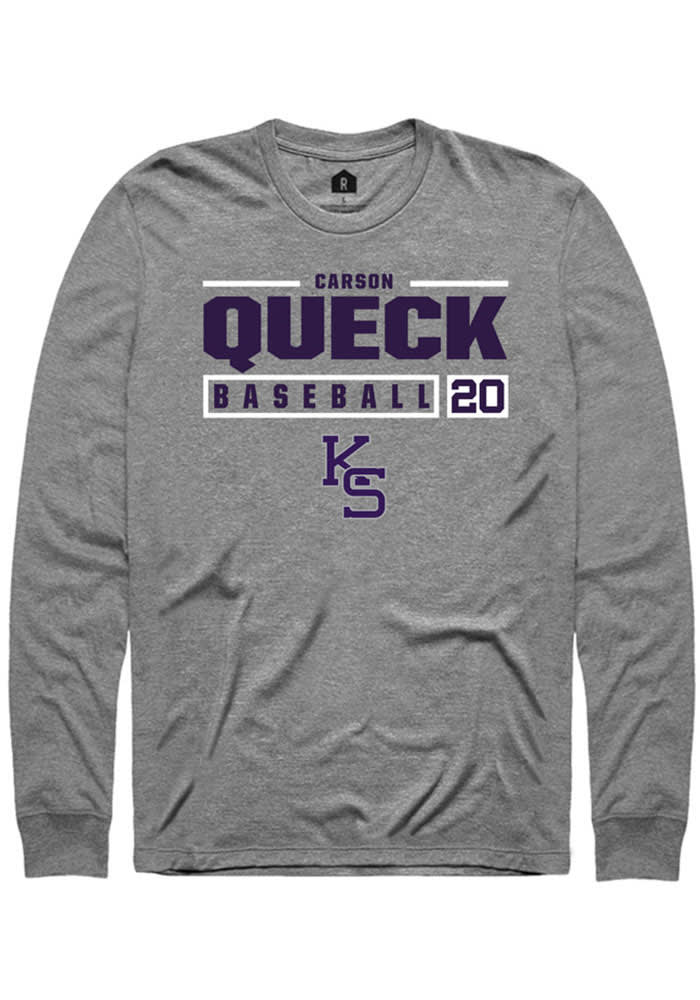 Carson Queck K-State Wildcats Grey Rally NIL Stacked Box Long Sleeve T Shirt