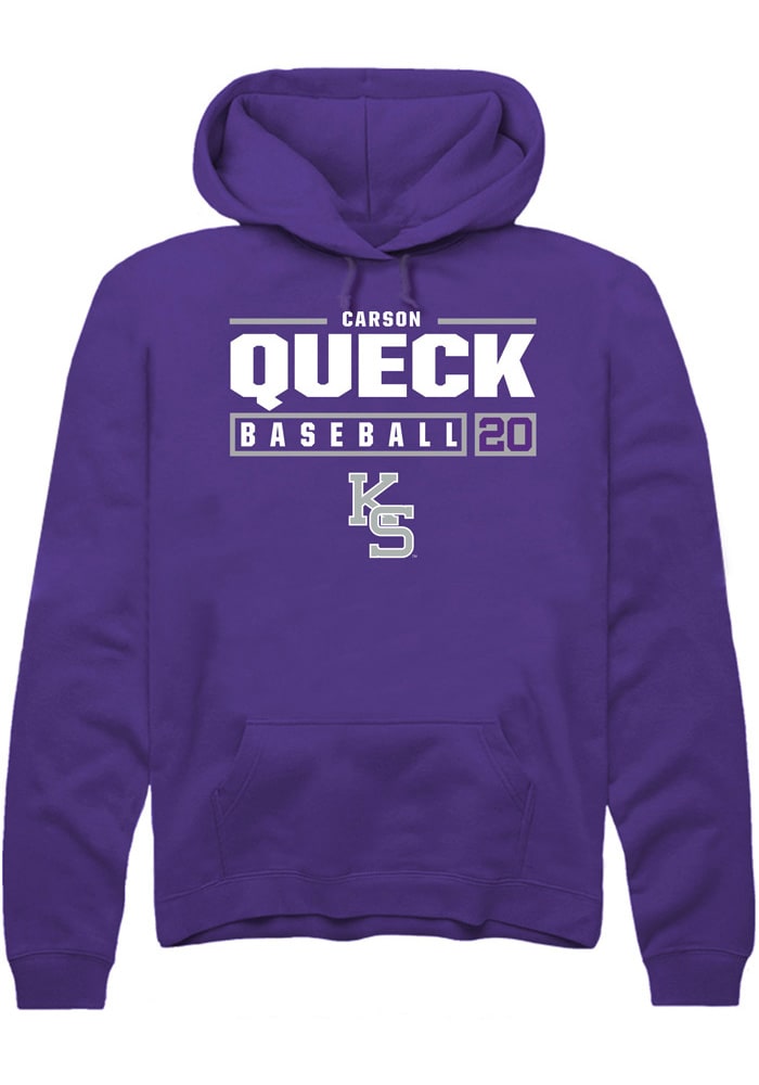 Carson Queck Rally K-State Wildcats Mens Purple NIL Stacked Box Long Sleeve Hoodie