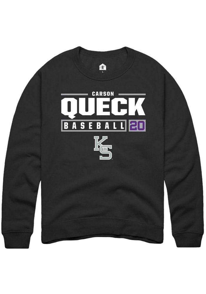 Carson Queck Rally K-State Wildcats Mens Black NIL Stacked Box Long Sleeve Crew Sweatshirt