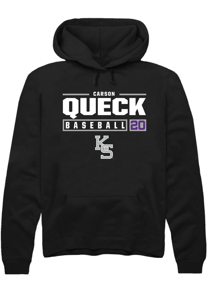 Carson Queck Rally K-State Wildcats Mens Black NIL Stacked Box Long Sleeve Hoodie