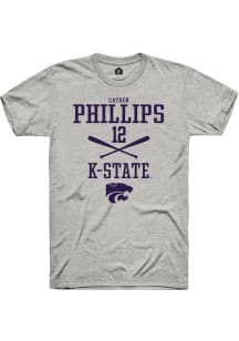 Cayden Phillips  K-State Wildcats Ash Rally NIL Sport Icon Short Sleeve T Shirt