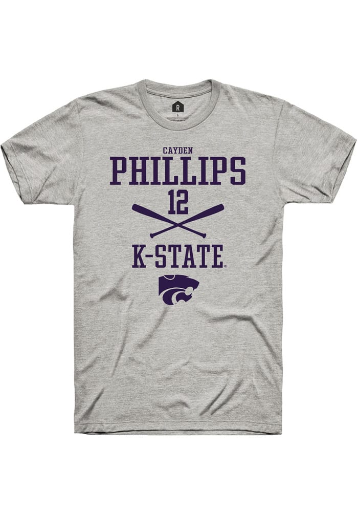 Cayden Phillips K-State Wildcats Grey Rally NIL Sport Icon Short Sleeve T Shirt