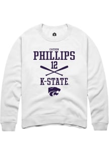 Cayden Phillips Rally Mens White K-State Wildcats NIL Sport Icon Crew Sweatshirt