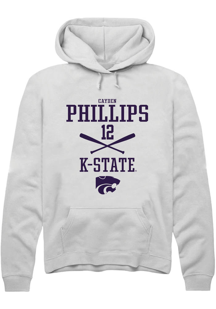 Cayden Phillips Rally K-State Wildcats Mens White NIL Sport Icon Long Sleeve Hoodie