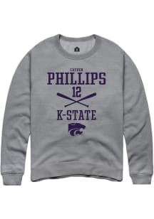 Cayden Phillips Rally Mens Graphite K-State Wildcats NIL Sport Icon Crew Sweatshirt