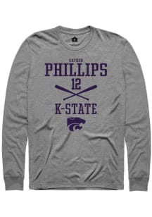 Cayden Phillips  K-State Wildcats Graphite Rally NIL Sport Icon Long Sleeve T Shirt
