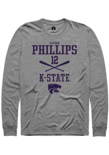 Cayden Phillips  K-State Wildcats Graphite Rally NIL Sport Icon Long Sleeve T Shirt