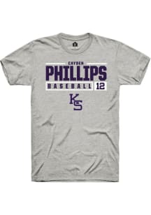 Cayden Phillips  K-State Wildcats Ash Rally NIL Stacked Box Short Sleeve T Shirt