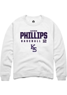 Cayden Phillips Rally Mens White K-State Wildcats NIL Stacked Box Crew Sweatshirt