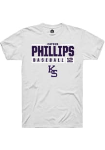 Cayden Phillips  K-State Wildcats White Rally NIL Stacked Box Short Sleeve T Shirt