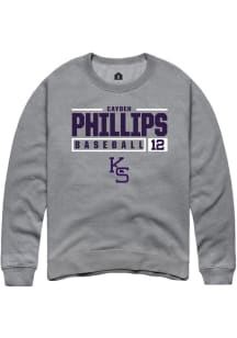 Cayden Phillips Rally Mens Graphite K-State Wildcats NIL Stacked Box Crew Sweatshirt