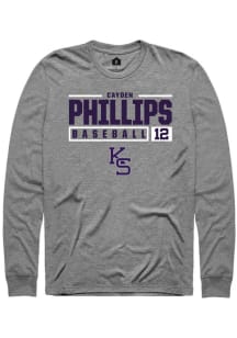 Cayden Phillips  K-State Wildcats Graphite Rally NIL Stacked Box Long Sleeve T Shirt