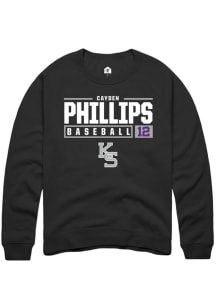 Cayden Phillips Rally Mens Black K-State Wildcats NIL Stacked Box Crew Sweatshirt