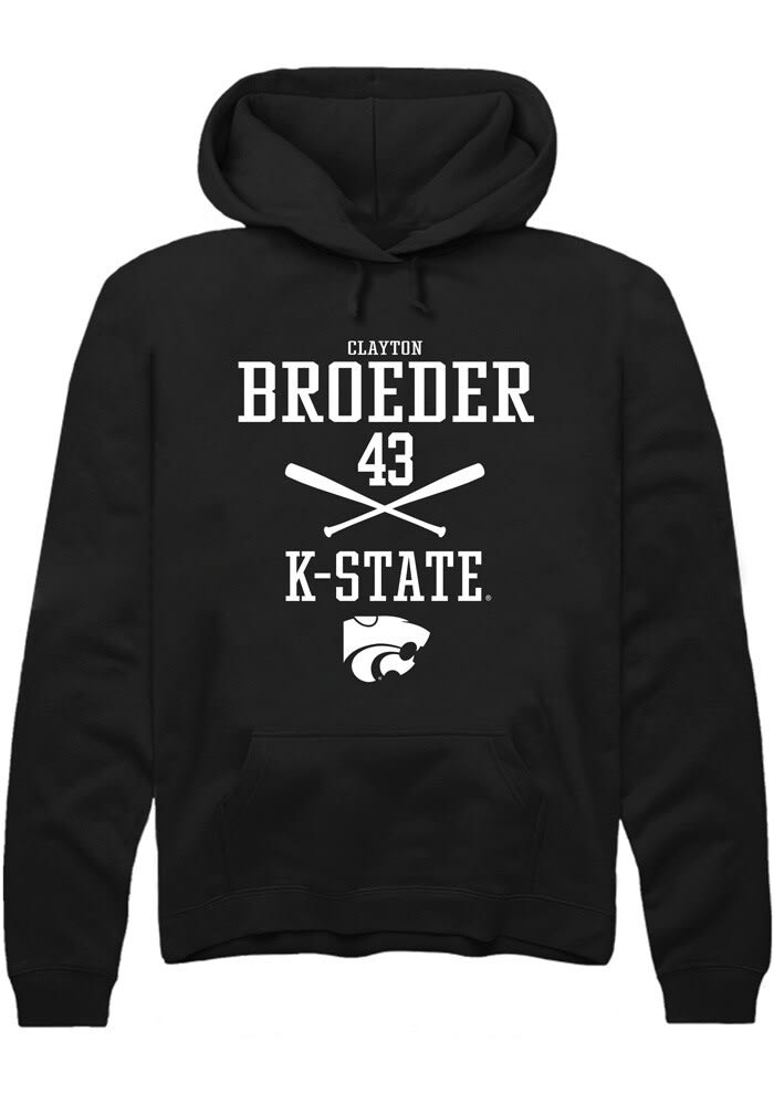 Clayton Broeder Rally Mens Black K-State Wildcats NIL Sport Icon Hooded  Sweatshirt