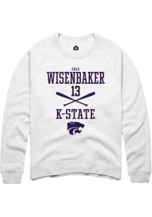 Cole Wisenbaker Rally Mens White K-State Wildcats NIL Sport Icon Crew Sweatshirt