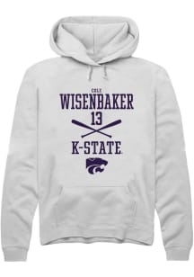 Cole Wisenbaker Rally Mens White K-State Wildcats NIL Sport Icon Hooded Sweatshirt